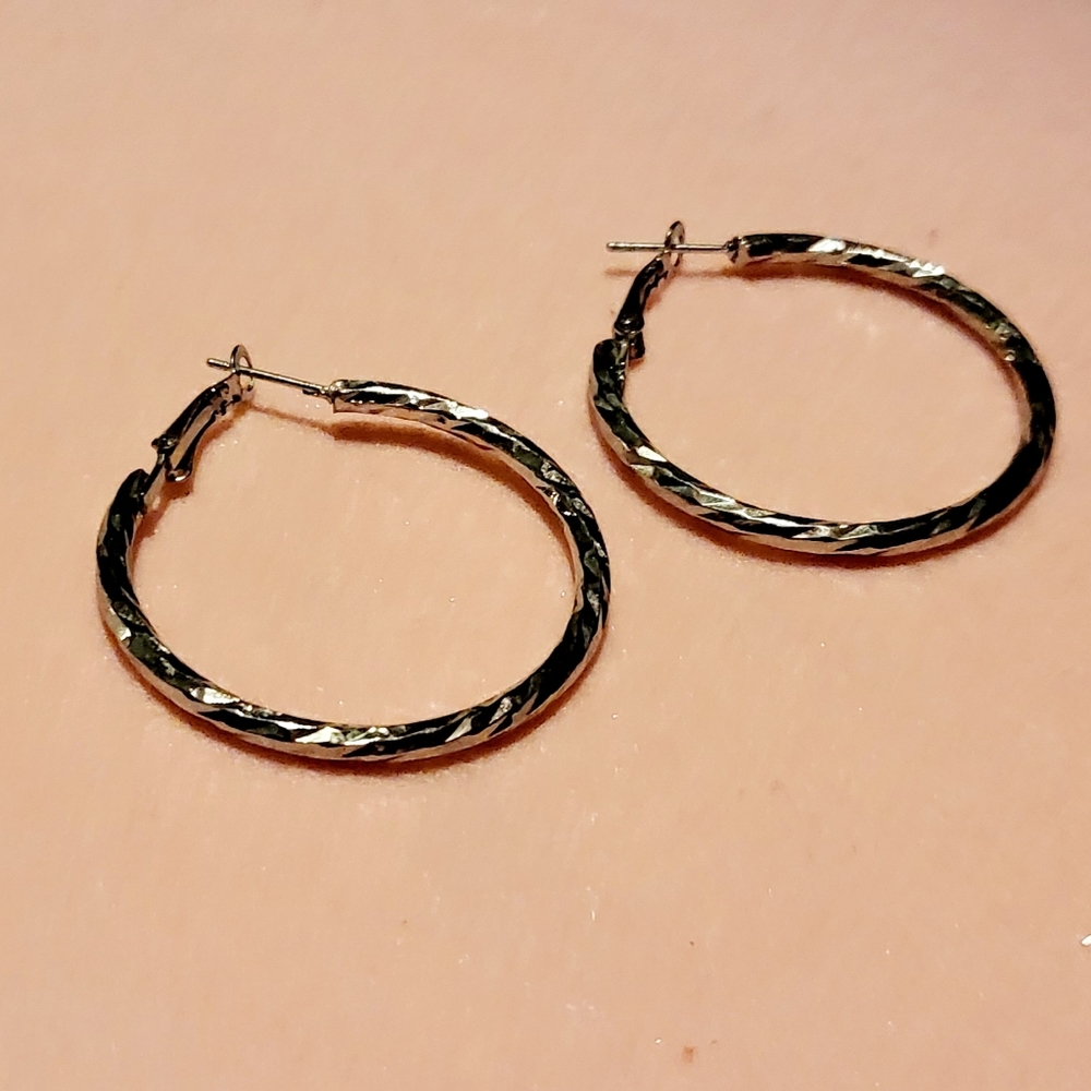 Sterling Silver Hoops with a Swirl Design